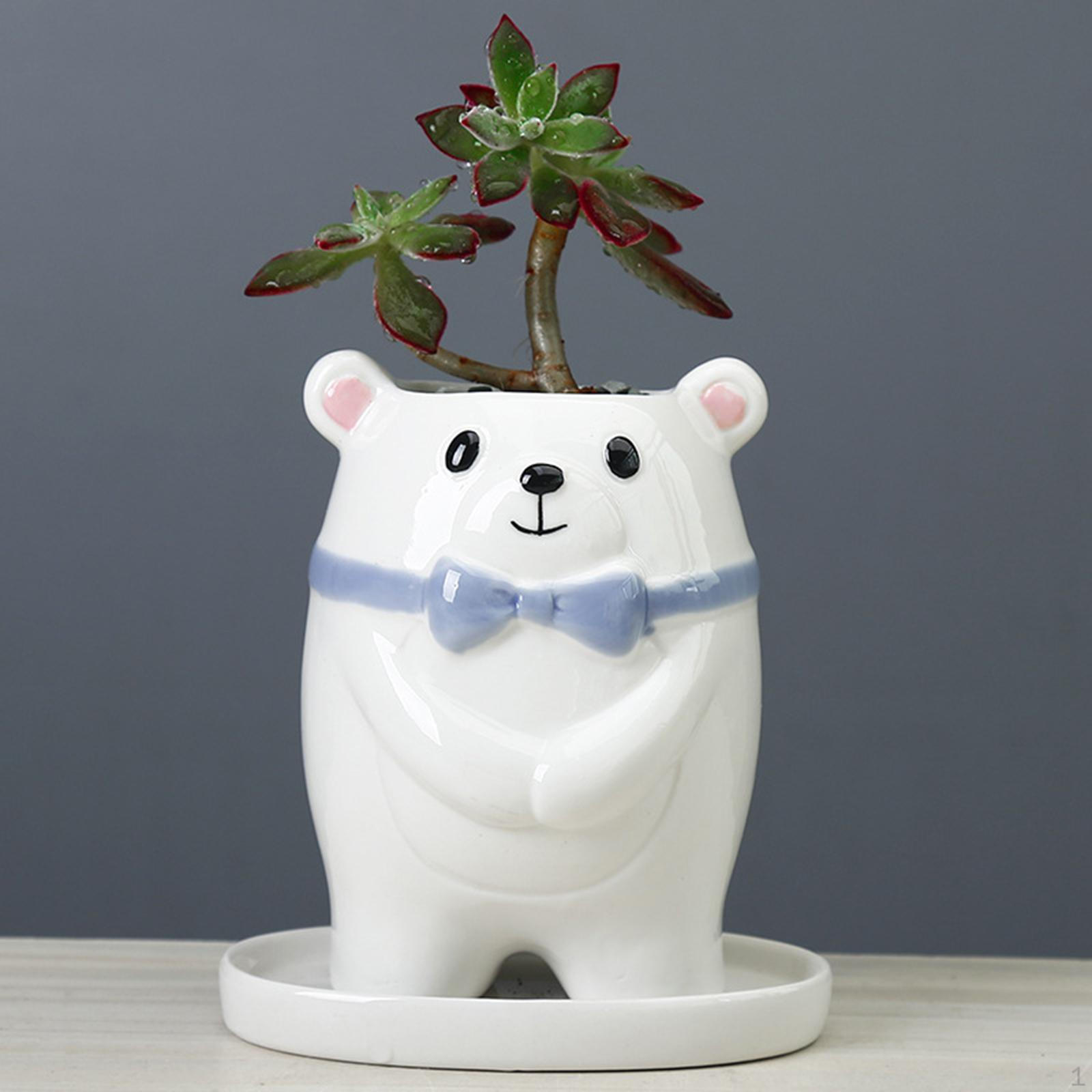 

Adorable Ceramic White Bear er Vase Container Pot, Breathable Boy