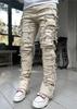 Jeans Uomo Fit Stacked Strappati Slim Fit Patch Usurati Distrutti Dritti Denim Pantaloni Hip Hop Trap Streetwear Pantaloni Abbigliamento