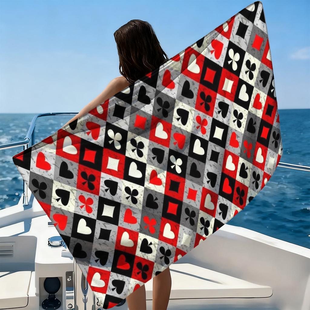 1pc Poker Color Style Beach Towel Large Quick-drying Towel Suitable for Beach Yoga Pool Gym Sport Towel Summer Gift for Friends