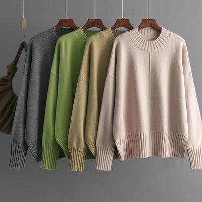 Frauen Herbst Winter Kausal O Hals Langarm Diamant Stricken Pullover