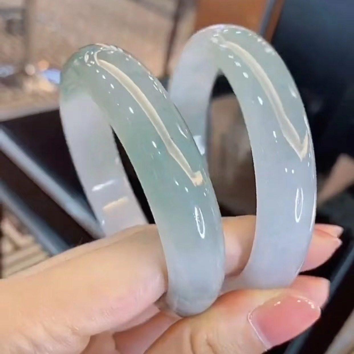 Натуральный бирманский жадеит Браслет  Плавающий цветок  Ледяной для женщин 59mm Jadeite Bracelet