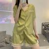 Pajamas Women'S Summer Cold Silk Cool Two-Piece Suit Summer Short-Sleeved Lace Can Be Worn Outside Qiandongge Loungewear