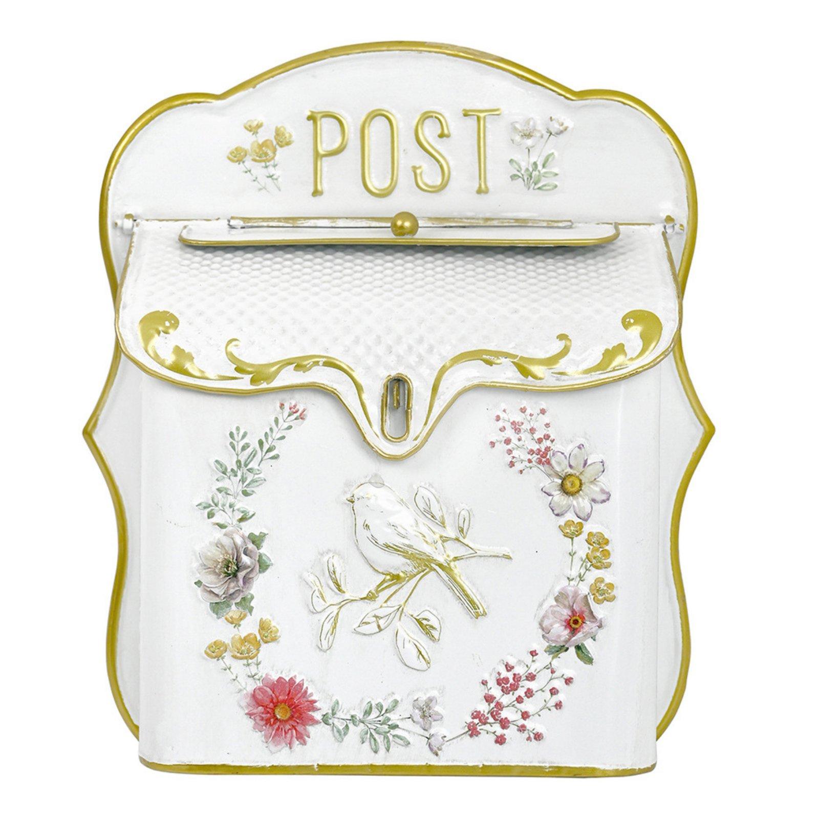 Embossed Avian Design Mailbox Wrought Iron