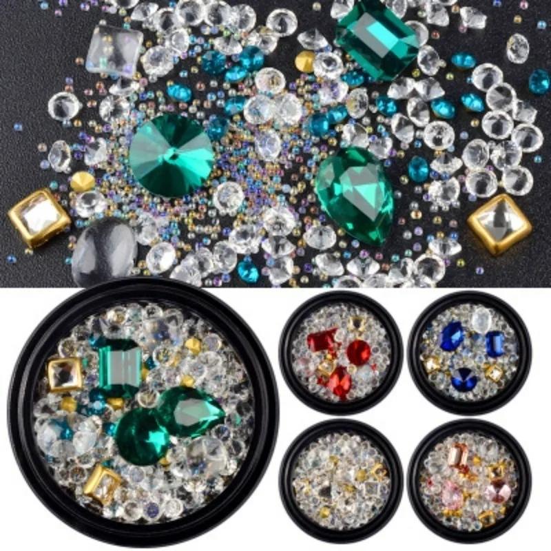 3D Nail Art Decoration Pointed Diamond Transparent AB Diamond Crystal Glass Diamond Jewelry Elf Beads