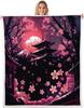 GUOYU Decke Japanische Stil Decken und Überwürfe Kran und Sonne Decke Überwurf für Kinder Erwachsene Kirschblüte Fleece-Decke Orientalische Malerei
