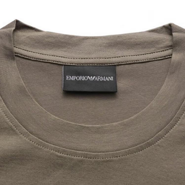 Emporio Armani SS23 Embroidered Patch Crew Neck Short Sleeve T-Shirt Men Tops Khaki-Brown 3R1TV4-1JUVZ-0440