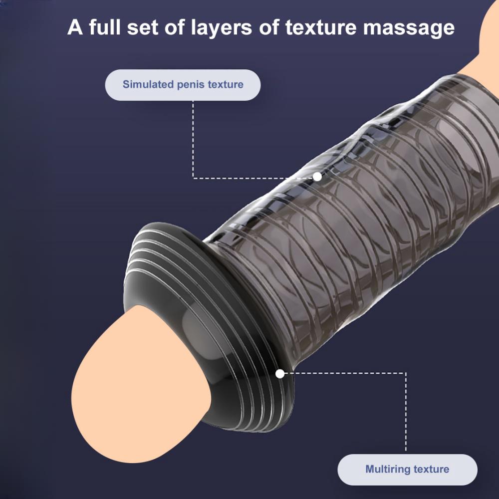 Silicone Reusable Condoms Penis Sleeve Extender Delay Ejaculation Penis Cock Ring Dick Enlargement Adult Sex Toys For Men