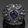 Vintage Jewelry 3ct Amethyst CopperColor Ring Round Cut Purple Nature Stone Women Wedding Anel Aneis Gemstone Rings