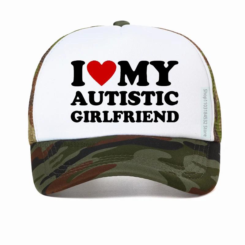 I Love My Autistic Girlfriend Baseball Cap Funny Autism Awareness Month Boyfriend Gift Golf hat Unisex Trucker hats
