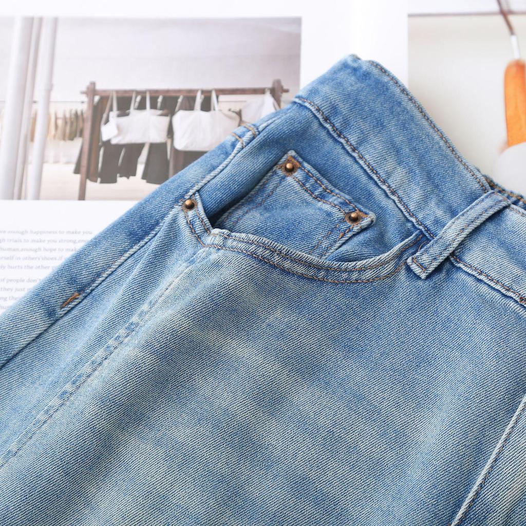 2026 Plus Size High Waist Banana Leg Slimming Jeans - Versatile Elastic Waist Elegant Long Pants for Spring/Summer