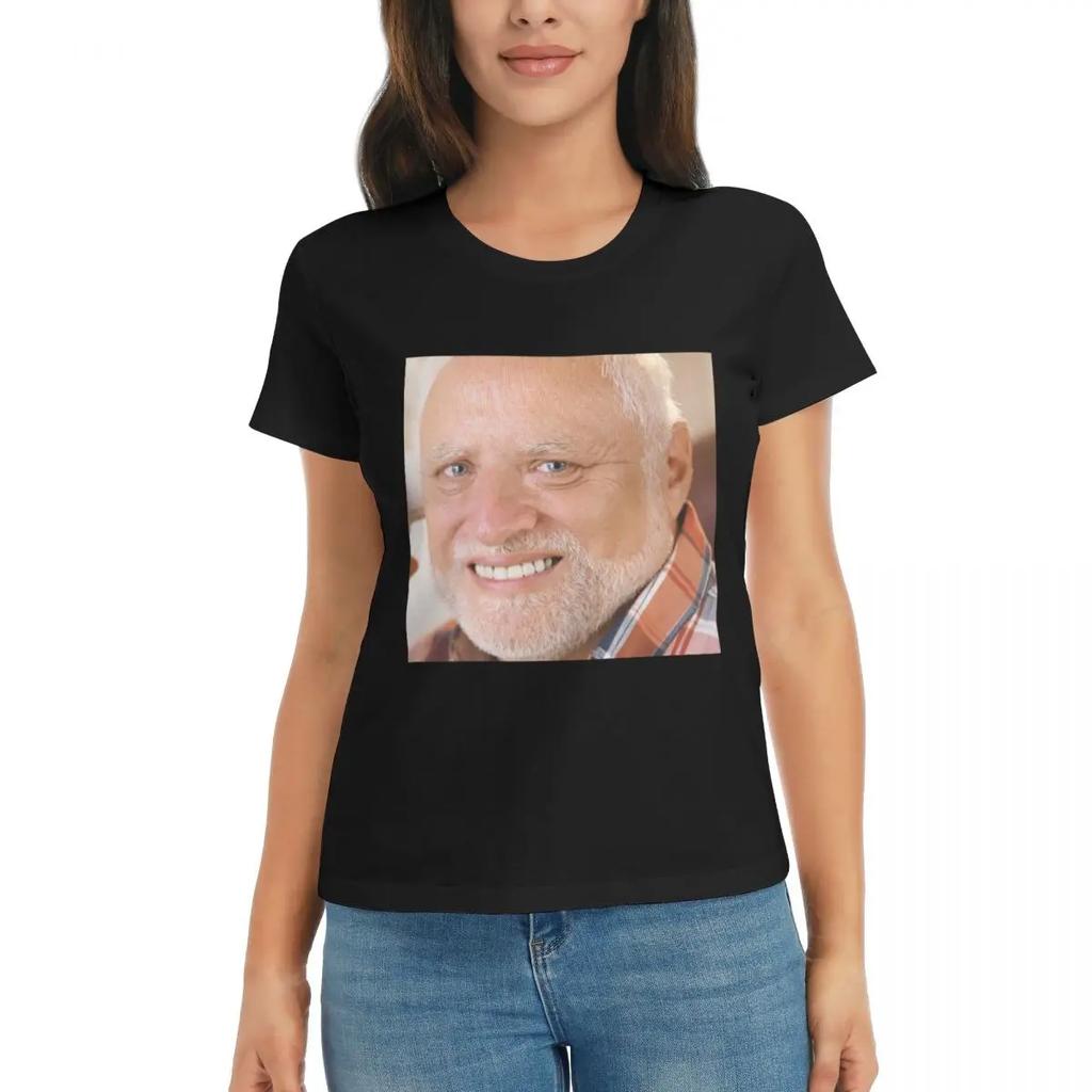 Damen T-Shirt Hide The Pain Harold Meme Sommer Kurzarm T-Shirts Rundhals Baumwolle T-Shirts Kleidung Oberteile Streetwear