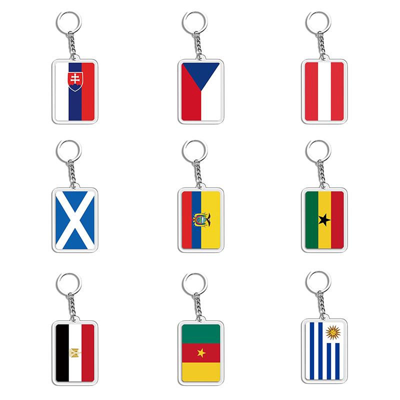 Acrylic Keychain Country Flags Collection United States Spain Russia France For Car Key Bag Gift Souvenir