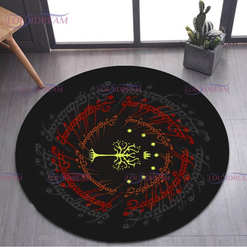 L-Lord R-Ring Printed Round Carpet Living Room Rugs Floor Carpet Bath Mats Bedroom Rug Washable Anti-Slip Fire Eye Yoga Mat