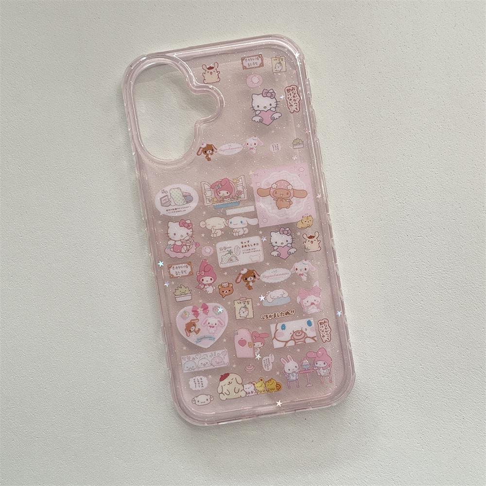 Pink Cartoon KT Cat Anti-Fall iPhone 14/13 Pro Max Case