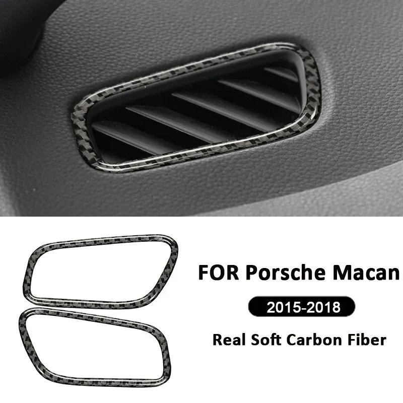 Für Porsche Macan 2015-2018 Kohlefaser Auto Instrumententafel Links Rechts Luftauslass Lüftung Zierrahmen Innenraum Dekor Aufkleber