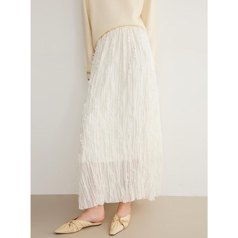 ELLE Women's Textured Pleated A-Line Skirt