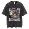 Damon Salvatore Grafica Vintage Lavata Maglietta Uomo Donna Abbigliamento Moda Harajuku T-Shirt Larga Oversize Manica Corta Magliette