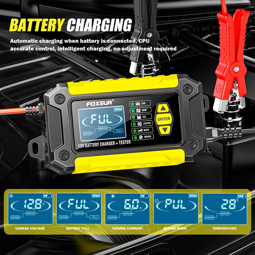 2-in-1 Intelligentes Auto-Batterieladegerät Systemtester Auto Motorrad Batterieanalysator Für Blei-Säure AGM GEL Lithium LiFePo4 Batterien