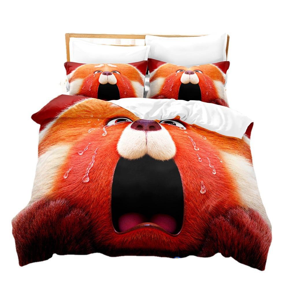 Cute Printed Three-Piece 3D Digital Printed Quilt Cover Pillowcase