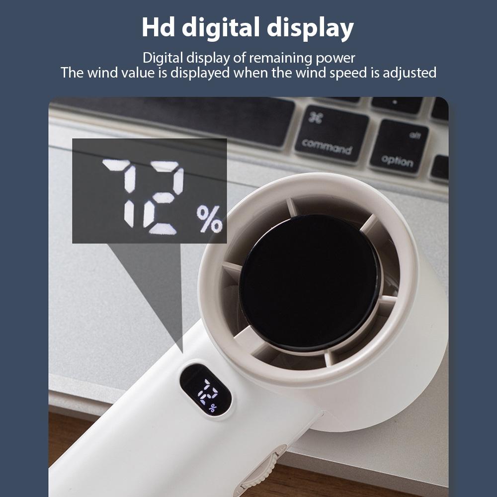 Portable Handheld Fan High Speed Mini Fan with LED Display USB Rechargeable Personal Fan 100 Gear Wind Speeds for
