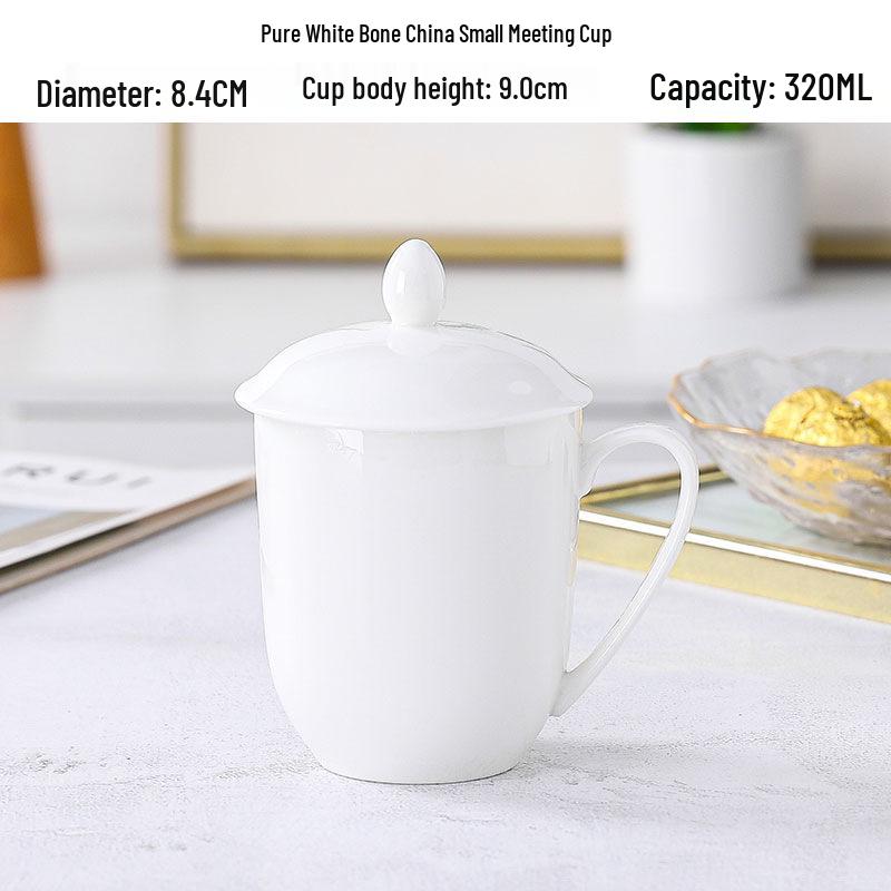 Gold-Edged Bone China Teacup with Lid - Elegant Porcelain Office & Household Ceramic Mug