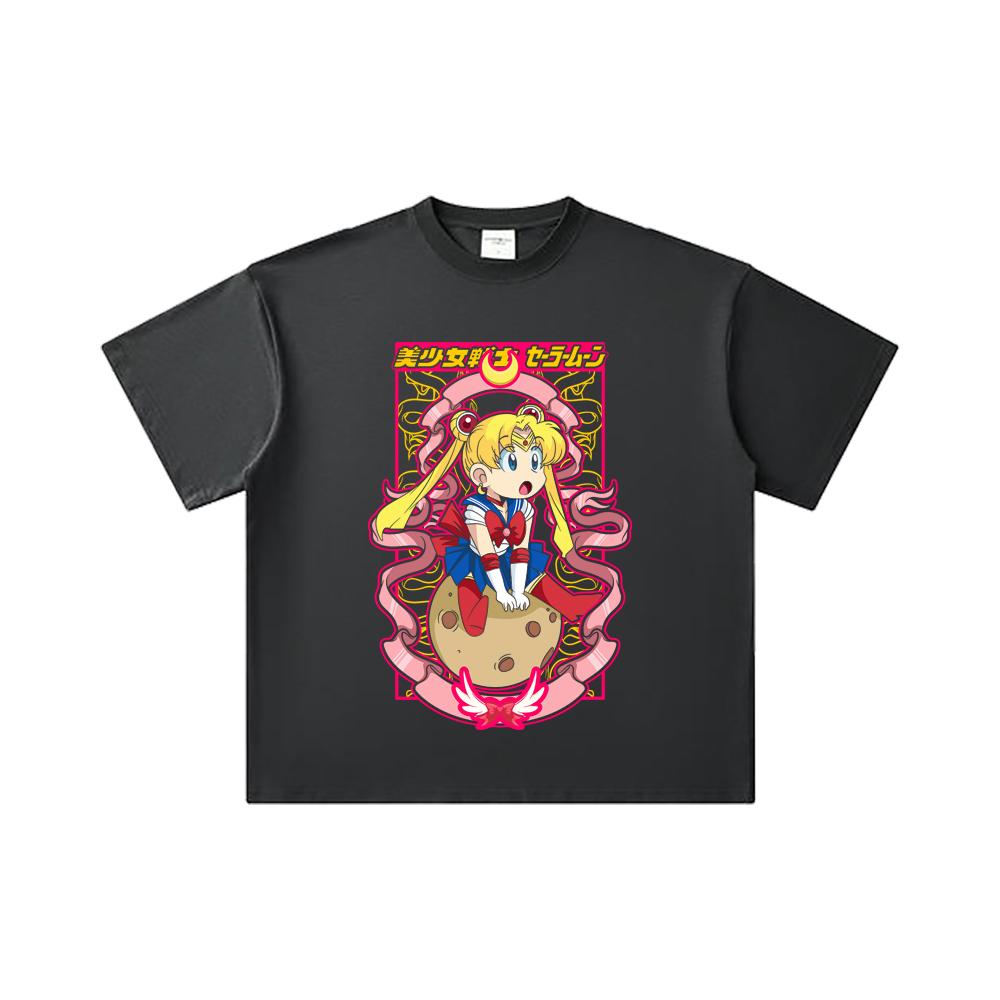 260 GSM Double Yarn 32 Count 100% Cotton Sailor Moon V10 Usagi Print Unisex Heavy Cotton T Shirt