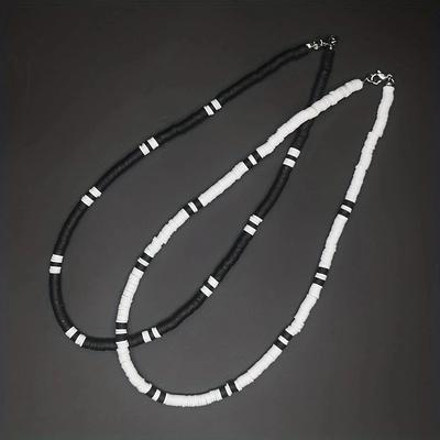 Collar Hombre Bohemia White Black Soft Polymer Beads Necklace Men Collier Homme Male Necklace for Men Women Collana Uomo