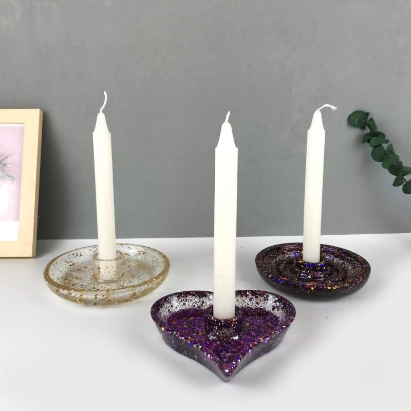 Heart Candlestick Silicone Mold Gypsum Plaster Mold Lipstick Holder Tray Mold for DIY Jewelry Organizer Home Craft Decor