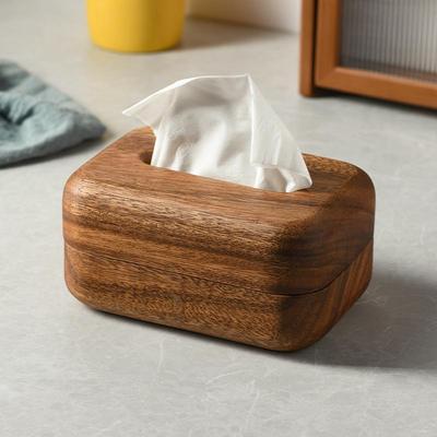 South American Acacia Wood Tissue Holder: Solid Walnut Napkin Box for Living Room