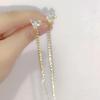 Elegant Zircon Pearl Heart Tassel Earrings for Women