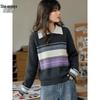 Women's Doll Collar Striped Knit Sweater