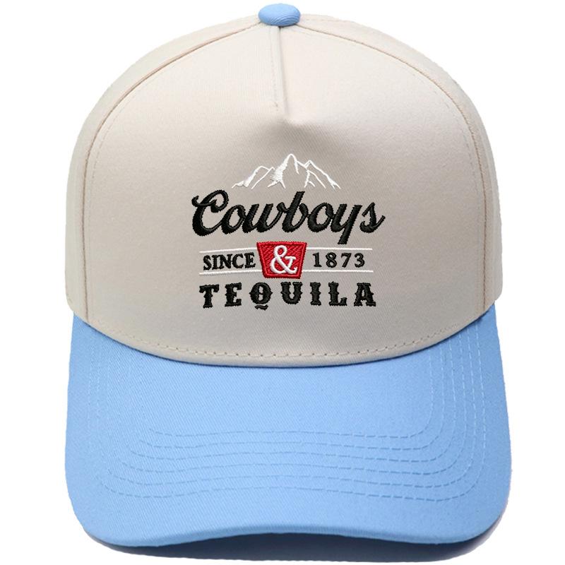 Cowboys & Tequila Cappellino da camionista Ricamo sulla visiera Abbinamento colori vintage Berretto da baseball Maschio Femmina Casual