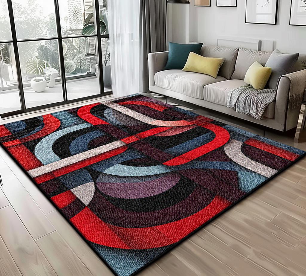 Nordic Abstract Carpet for Large Living Room Decoration Home Easy Cleaning Plush Rugs Cloakroom Bedroom Soft Antiskid Floor Mat