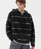 TRILLION Washable Wool Hairy Stripe Hooded Zip-Up Knit_Black