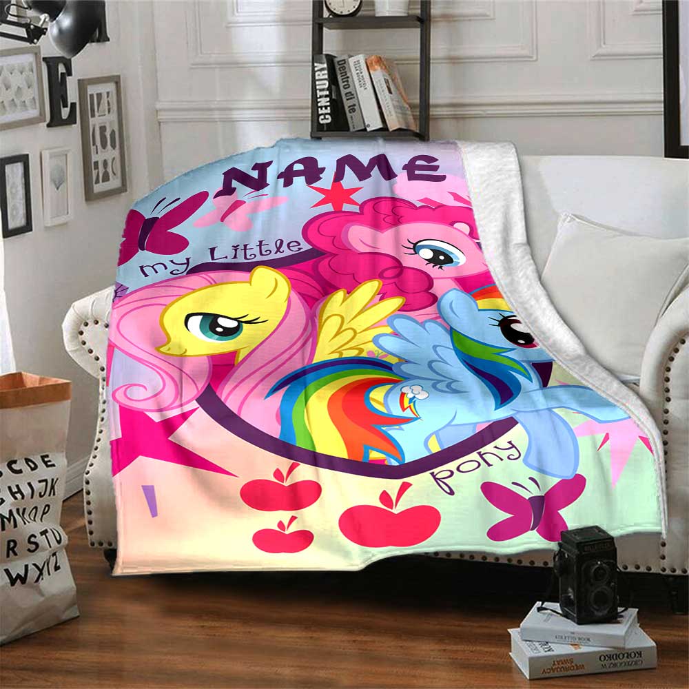 Little Pony (16) Personalized Name Blanket Gift Customizable Blanket Durable Comfort for Picnics Home Decor Nap Office Chair for All Occasions