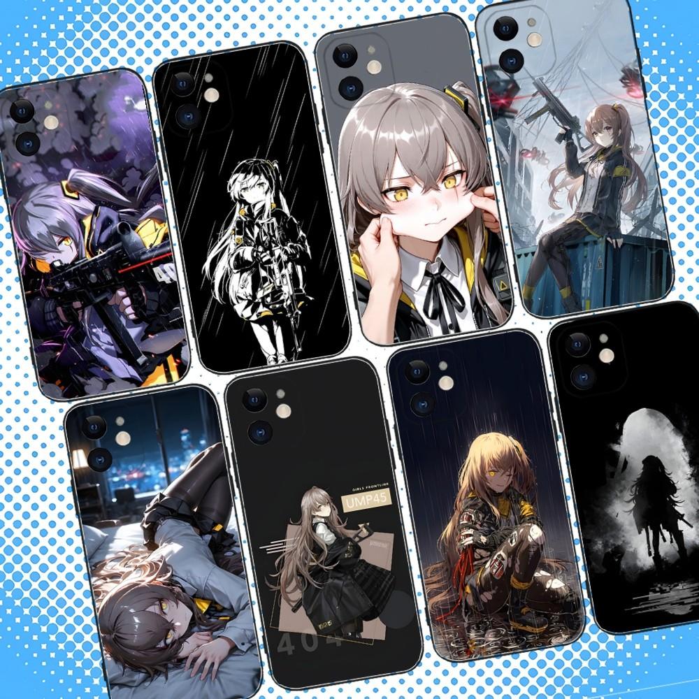 Girls Frontline Ump45 Phone Case For iPhone 16,15,14,13,12,11,Pro,Max,Plus,X,XS,XR,SE,8,7,Mini,Soft Silicone Black Case