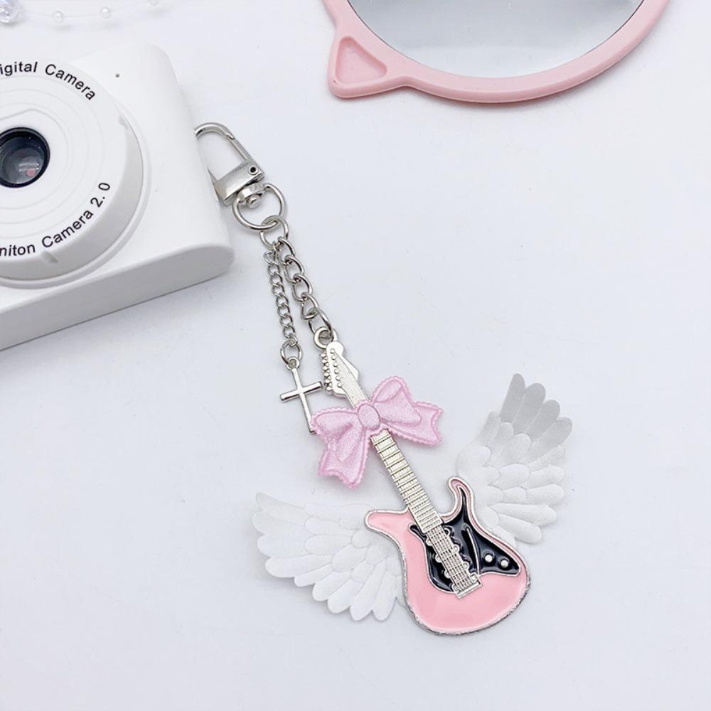 Bow Pink Guitar Phone Chain Guitar Cell Phone Strap Jewelry Gift Mobile Phone Lanyard  Phone Charm