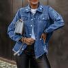 Damen Herbst und Winter Freizeitmode Lose Langarm Waschen Denim Mantel