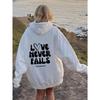 Women'S Shoulder Sleeve Fleece Sweater Plain Letter Print Kangaroo Pocket Drawstring Print Hoodie Letter