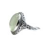 Adjustable Open Ring Women Men Vintage Chinese Style Hollow Oval Jade Inlay Bohemian Ethnic Minimalist Statement Jewelry