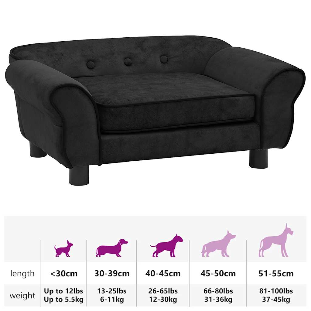 Pet Sofa for Dogs Black 72 x 45 x 30 cm Plush