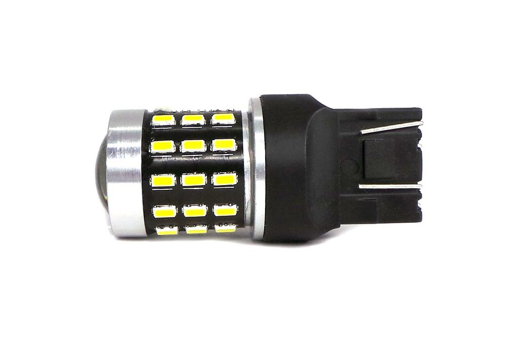 2 Pcs LED Bulb 7443, W21/5W 12-24V CANBUS 1800lm White with Off-Road Lens