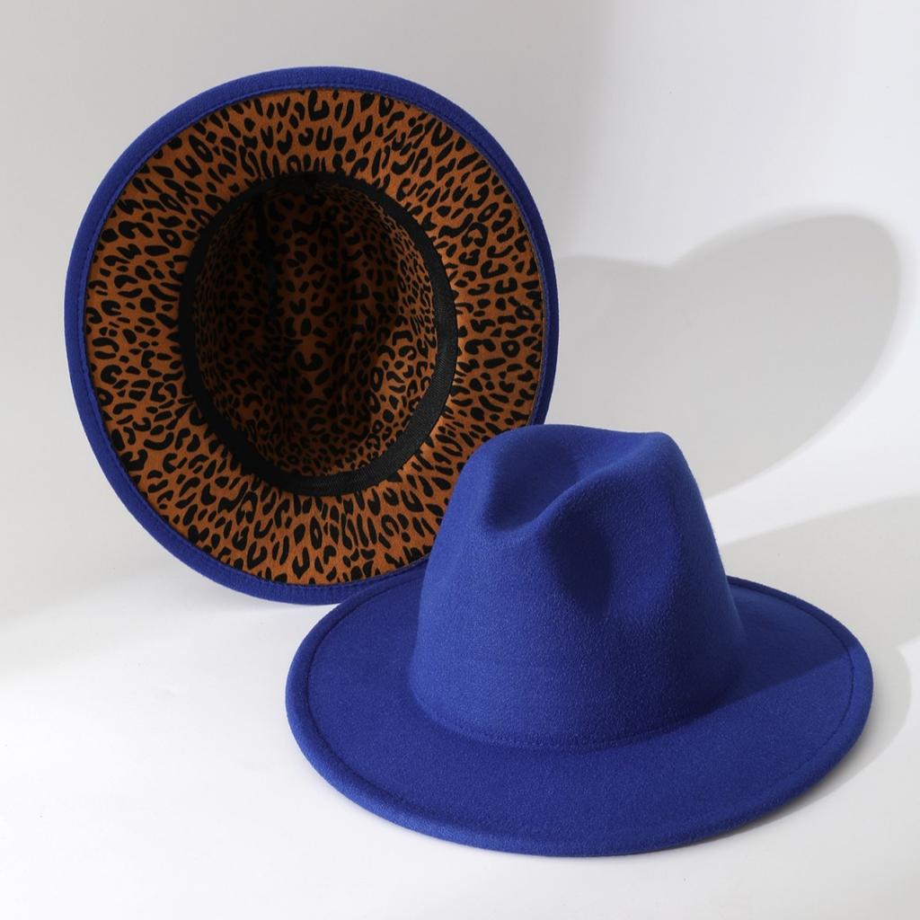 Hot-selling new fashion soft felt hats for men and women, reversible leopard print jazz hats, spring and autumn ethnic hats, fedora hats