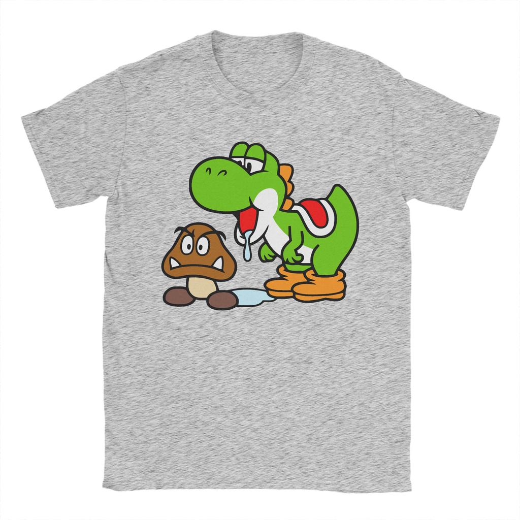 Super Marios Yoshi and Goomba Men's Women's T Shirts Casual Tee Shirt Short Sleeve Crew Neck T-Shirt Cotton 3XL Clothes