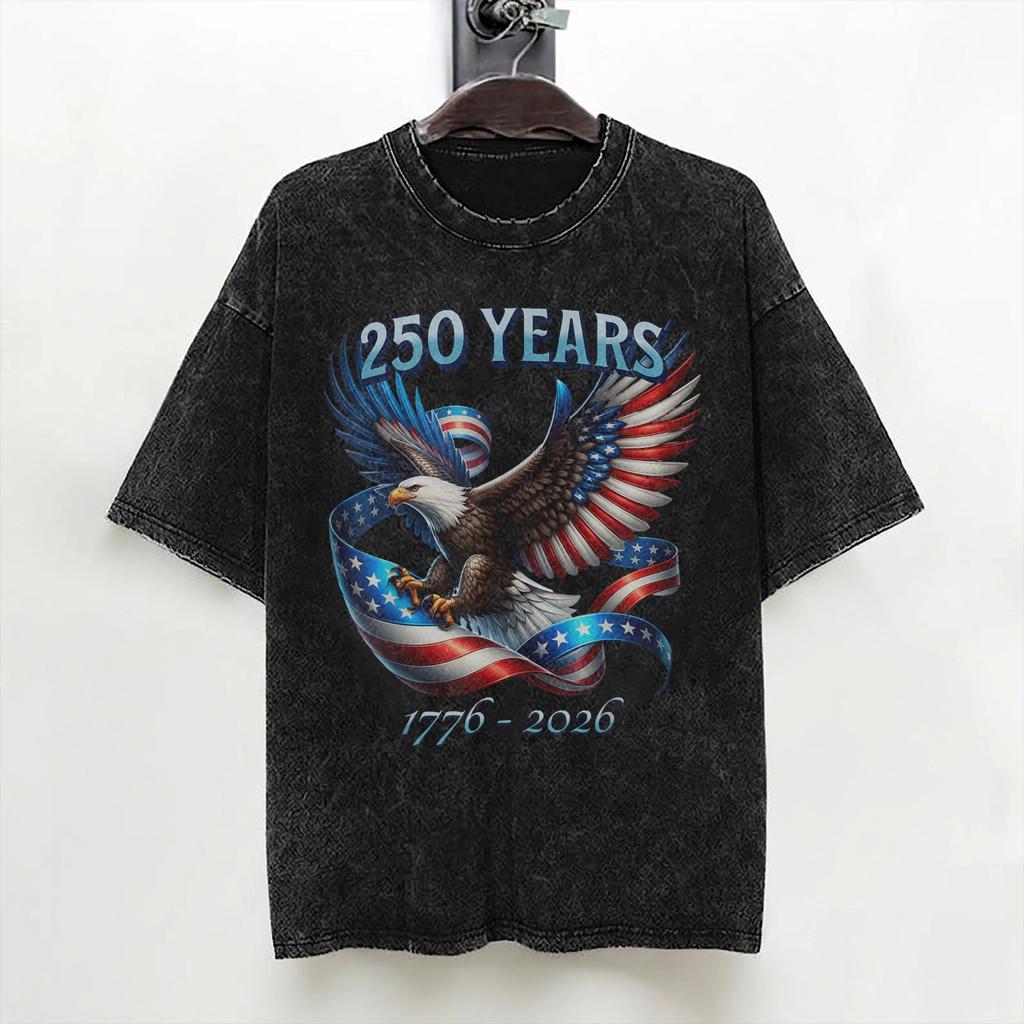 USA 250th Anniversary 17762026 Patriotic Eagle TShirts Men Independence Day 100 Cotton Tees Crew Neck Short Sleeve T Shirt