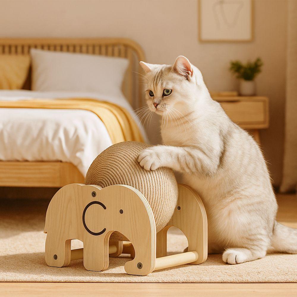 Wooden Cat Scratching Ball Toy Non-Slip Cat Scratching Board  Relieve Boredom