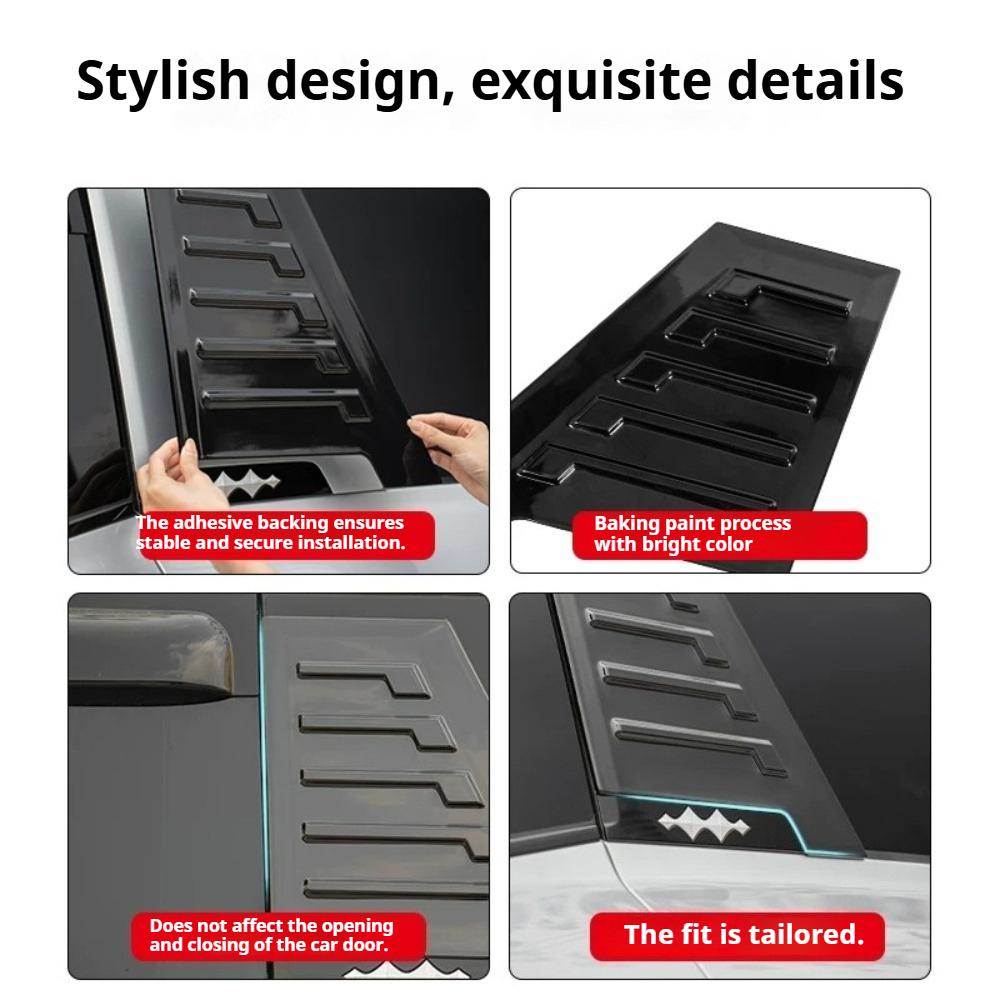 For BYD Leopard 8 Car Rear C-Pillar Decorative Cover Black Sticker Rear Window Protective Decal Exterior Car Accessories