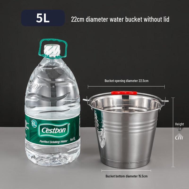 ZISIZ Extra Thick Stainless Steel Portable Ice Bucket