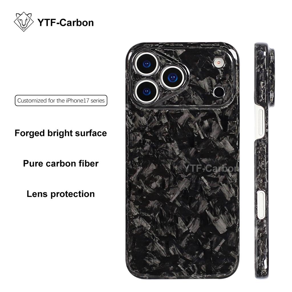 YTF-Carbon Suitable for iPhone 17 Promax Forged Carbon Fiber Phone Case, Apple 17 Pro Ultra-Thin Half Pack Protective Case