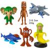 6Pcs Weird Monster Figurines Cactus Elephant Stick Man Crocodile Aircraft Wearing Shoes Shark Banana Monkey Teapot PVC Statue Toy Table Ornament